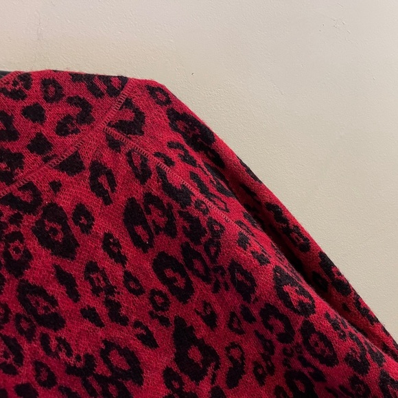 Ruby Rd. Red and Black Animal Print Cape Style Cardigan Plus-Size Fall Chic Work - Picture 3 of 6